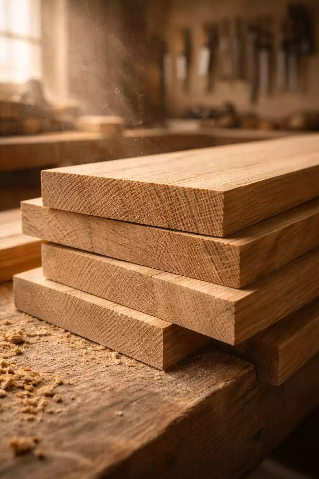 Raw timber craftsmanship in workshop